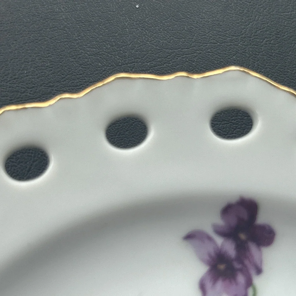 VINTAGE NORCREST SWEET VIOLET Lemon Plate Gold Handled (MODEL 5/482) Japan